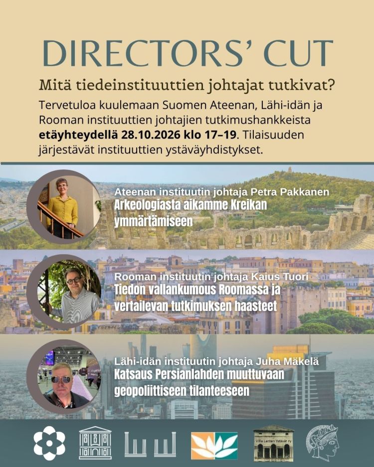 Directors’ Cut: Mitä tiedeinstituuttien johtajat tutkivat? 28.10. klo&nbsp;17